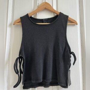 Brand New With Tags Forever 21 Black Size Large Tank Top Open Tie Sides